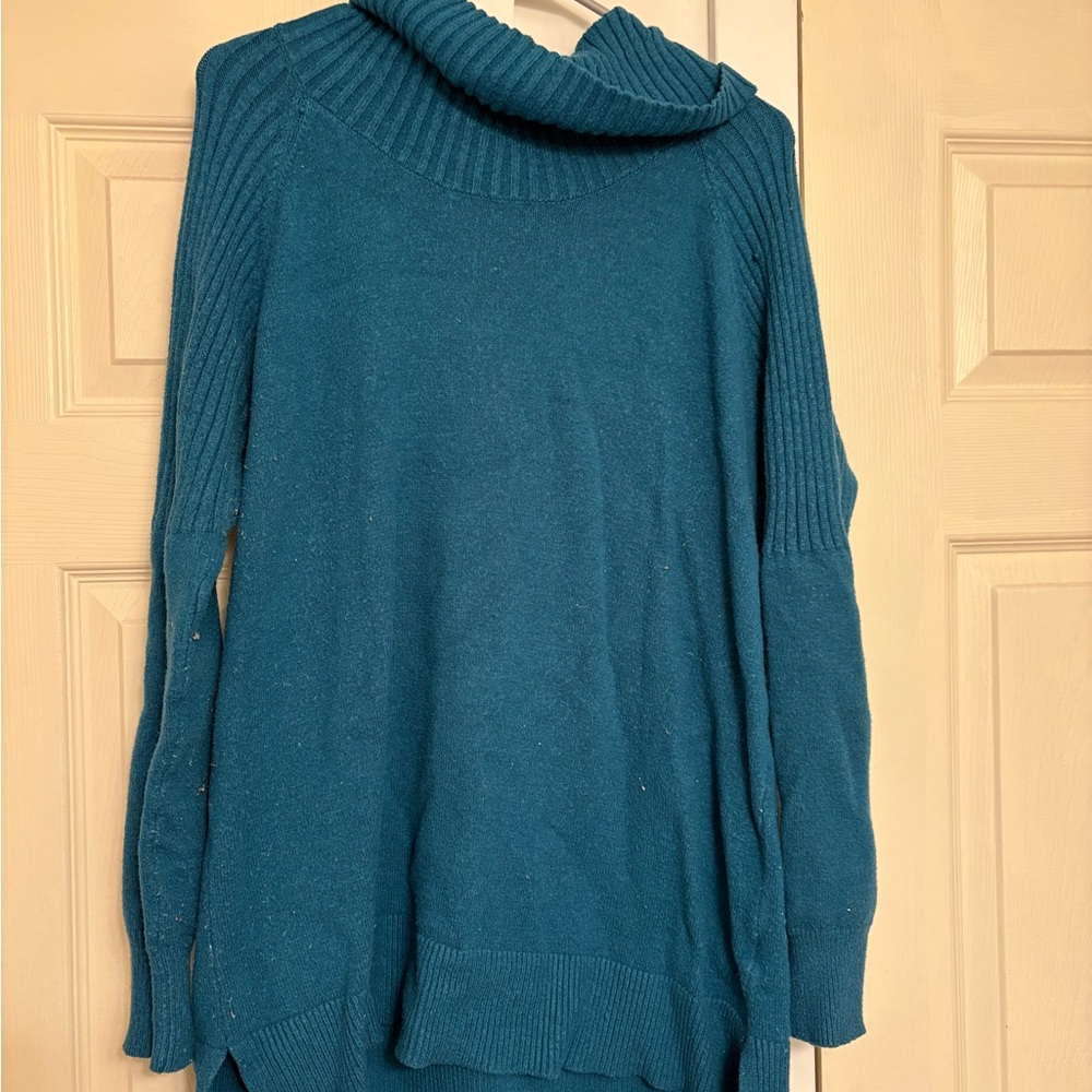 Time and Tru Teal Cowl Neck Sweater
